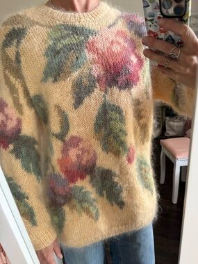 Talbots Mohair Blend Floral Sweater Spring Summer Coastal Granny Cottagecore
